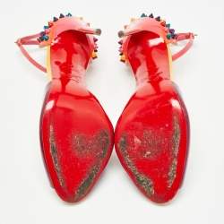 Christian Louboutin Multicolor Patent Leather Pina Spike Sandals Size 37