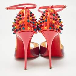 Christian Louboutin Multicolor Patent Leather Pina Spike Sandals Size 37