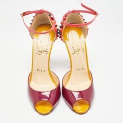 Christian Louboutin Multicolor Patent Leather Pina Spike Sandals Size 37