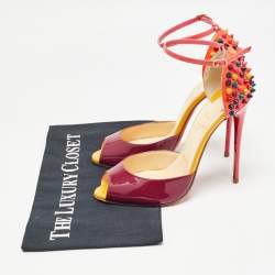 Christian Louboutin Multicolor Patent Leather Pina Spike Sandals Size 37