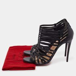 Pre Owned Christian Louboutin Black Leather Booties Size 37