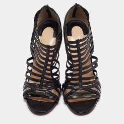Pre Owned Christian Louboutin Black Leather Booties Size 37