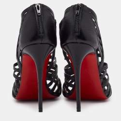 Pre Owned Christian Louboutin Black Leather Booties Size 37
