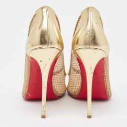 Christian Louboutin Gold Leather and Mesh Follies Resille Pumps Size 37.5