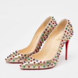 Christian Louboutin Brown Patent Pigalle Spikes Pumps Size 37