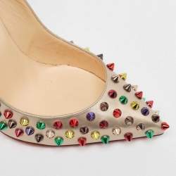 Christian Louboutin Brown Patent Pigalle Spikes Pumps Size 37