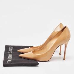 Pre Owned Christian Louboutin Beige Patent Leather Kate Pumps Size 37.5