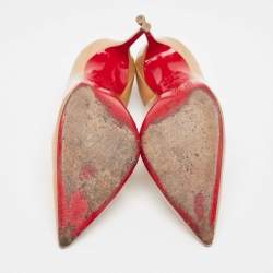 Pre Owned Christian Louboutin Beige Patent Leather Kate Pumps Size 37.5