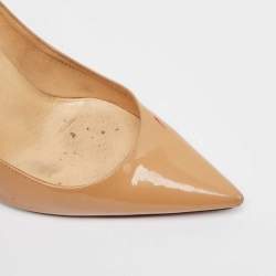 Pre Owned Christian Louboutin Beige Patent Leather Kate Pumps Size 37.5