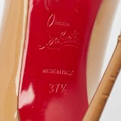 Pre Owned Christian Louboutin Beige Patent Leather Kate Pumps Size 37.5
