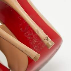 Christian Louboutin Beige Leather Malefissima Ankle Strap Sandals Size 41