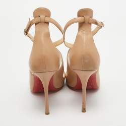 Christian Louboutin Beige Leather Malefissima Ankle Strap Sandals Size 41