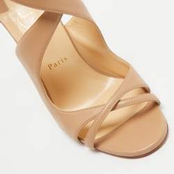 Christian Louboutin Beige Leather Malefissima Ankle Strap Sandals Size 41