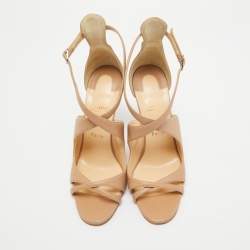 Christian Louboutin Beige Leather Malefissima Ankle Strap Sandals Size 41