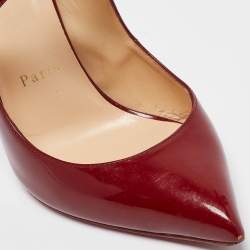 Pre Owned Christian Louboutin Burgundy Patent Leather Marlenarock Pumps Size 39.5