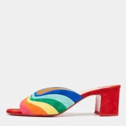 Pre Owned Christian Louboutin Multicolor Suede Degradouce Sandals Size 39