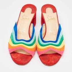 Pre Owned Christian Louboutin Multicolor Suede Degradouce Sandals Size 39