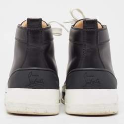 مملوكة مسبقًا Christian Louboutin Black Leather Rankick High Top Sneakers Size 39