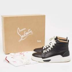 مملوكة مسبقًا Christian Louboutin Black Leather Rankick High Top Sneakers Size 39