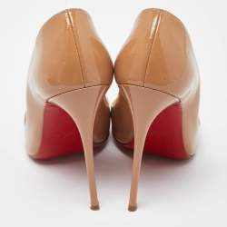 Christian Louboutin Beige Patent Leather Pigalle Pointed Toe Pumps Size 36