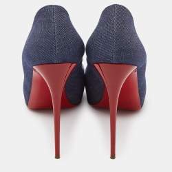 Pre Owned Christian Louboutin Blue Denim Very Prive Platform Peep Toe Platform Pumps Size 40