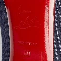 Pre Owned Christian Louboutin Blue Denim Very Prive Platform Peep Toe Platform Pumps Size 40
