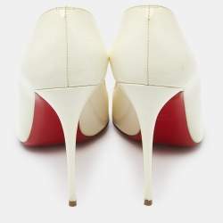 مملوكة مسبقًا Christian Louboutin Cream Patent Leather So Kate Pointed Toe Pumps Size 40.5