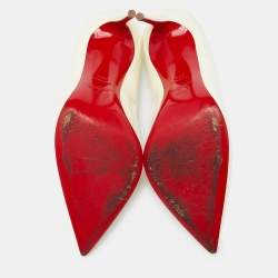 مملوكة مسبقًا Christian Louboutin Cream Patent Leather So Kate Pointed Toe Pumps Size 40.5