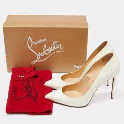 مملوكة مسبقًا Christian Louboutin Cream Patent Leather So Kate Pointed Toe Pumps Size 40.5