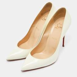 مملوكة مسبقًا Christian Louboutin Cream Patent Leather So Kate Pointed Toe Pumps Size 40.5