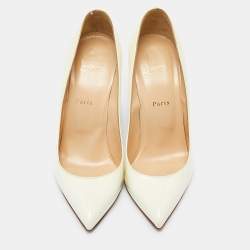 مملوكة مسبقًا Christian Louboutin Cream Patent Leather So Kate Pointed Toe Pumps Size 40.5