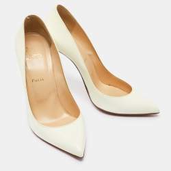 مملوكة مسبقًا Christian Louboutin Cream Patent Leather So Kate Pointed Toe Pumps Size 40.5