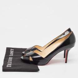 مملوكة مسبقًا Christian Louboutin Black Patent Leather Criss Cross Peep Toe Pumps Size 40