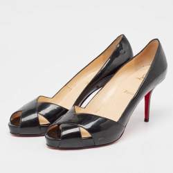مملوكة مسبقًا Christian Louboutin Black Patent Leather Criss Cross Peep Toe Pumps Size 40