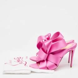 Pre Owned Christian Louboutin Pink Satin Matricia Sandals Size 39.5