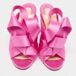 Pre Owned Christian Louboutin Pink Satin Matricia Sandals Size 39.5