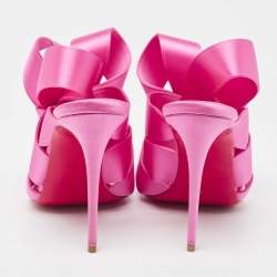 Pre Owned Christian Louboutin Pink Satin Matricia Sandals Size 39.5