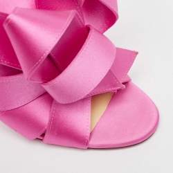 Pre Owned Christian Louboutin Pink Satin Matricia Sandals Size 39.5