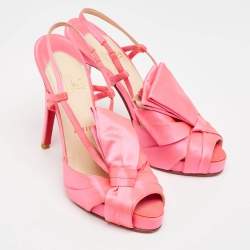 Christian Louboutin Neon Pink Satin Pour Monseiur Sandals Size 37