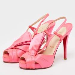 Christian Louboutin Neon Pink Satin Pour Monseiur Sandals Size 37