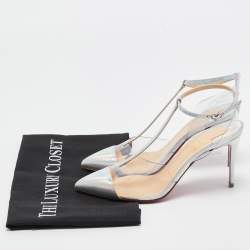 Pre Owned Christian Louboutin Transparent Nosy Ankle Strap Pumps Size 36.5