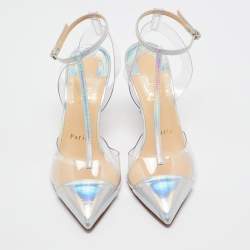 Pre Owned Christian Louboutin Transparent Nosy Ankle Strap Pumps Size 36.5