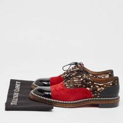 Christian Louboutin Multicolor Suede and Calf Hair Lace Up Oxfords Size 41