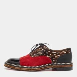 Christian Louboutin Multicolor Suede and Calf Hair Lace Up Oxfords Size 41