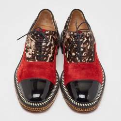 Christian Louboutin Multicolor Suede and Calf Hair Lace Up Oxfords Size 41