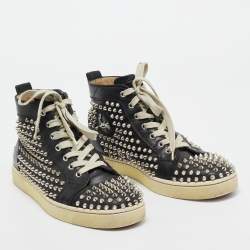 مملوكة مسبقًا Christian Louboutin Black Leather Louis High Sneakers Size 41