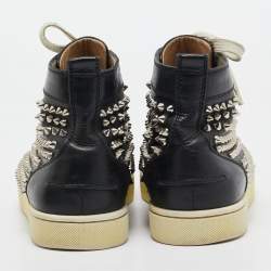 مملوكة مسبقًا Christian Louboutin Black Leather Louis High Sneakers Size 41