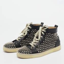 مملوكة مسبقًا Christian Louboutin Black Leather Louis High Sneakers Size 41
