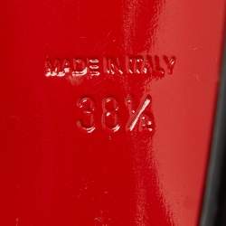 Pre Owned Christian Louboutin Black Lace and Patent Leather Empiralta Booties Size 38.5