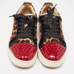 Pre Owned Christian Louboutin Multicolor Calf Hair and Leather Low Top Sneakers Size 41.5